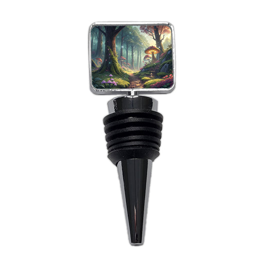 Fantasy Mushroom Forest Mystical Anime Style Wine Bottle Stopper