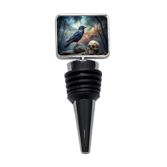 Gothic Raven Death Skull Halloween Wine Bottle Stopper
