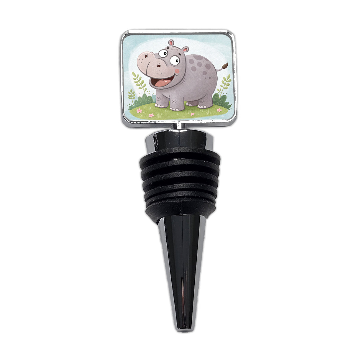 Hippo Children's Illustration Style Wine Bottle Stopper