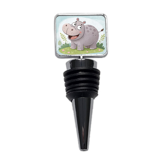 Hippo Children's Illustration Style Wine Bottle Stopper