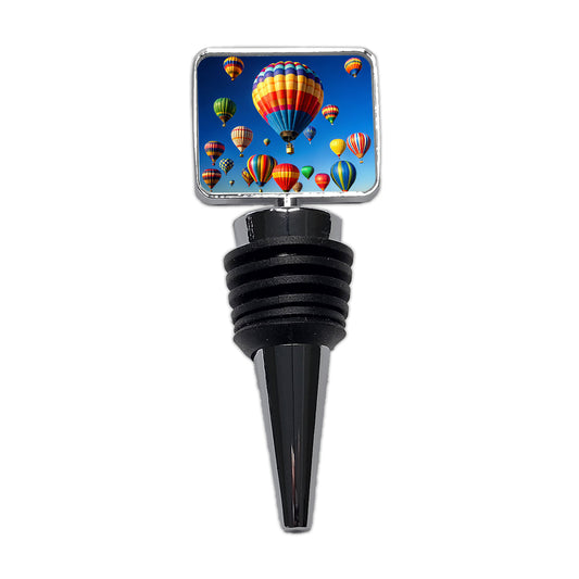 Hot Air Balloons Against a Blue Sky Wine Bottle Stopper