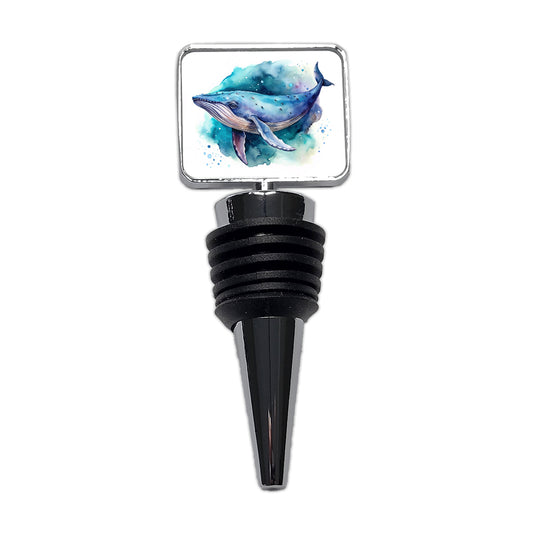 Humpback Whale Watercolor Wine Bottle Stopper