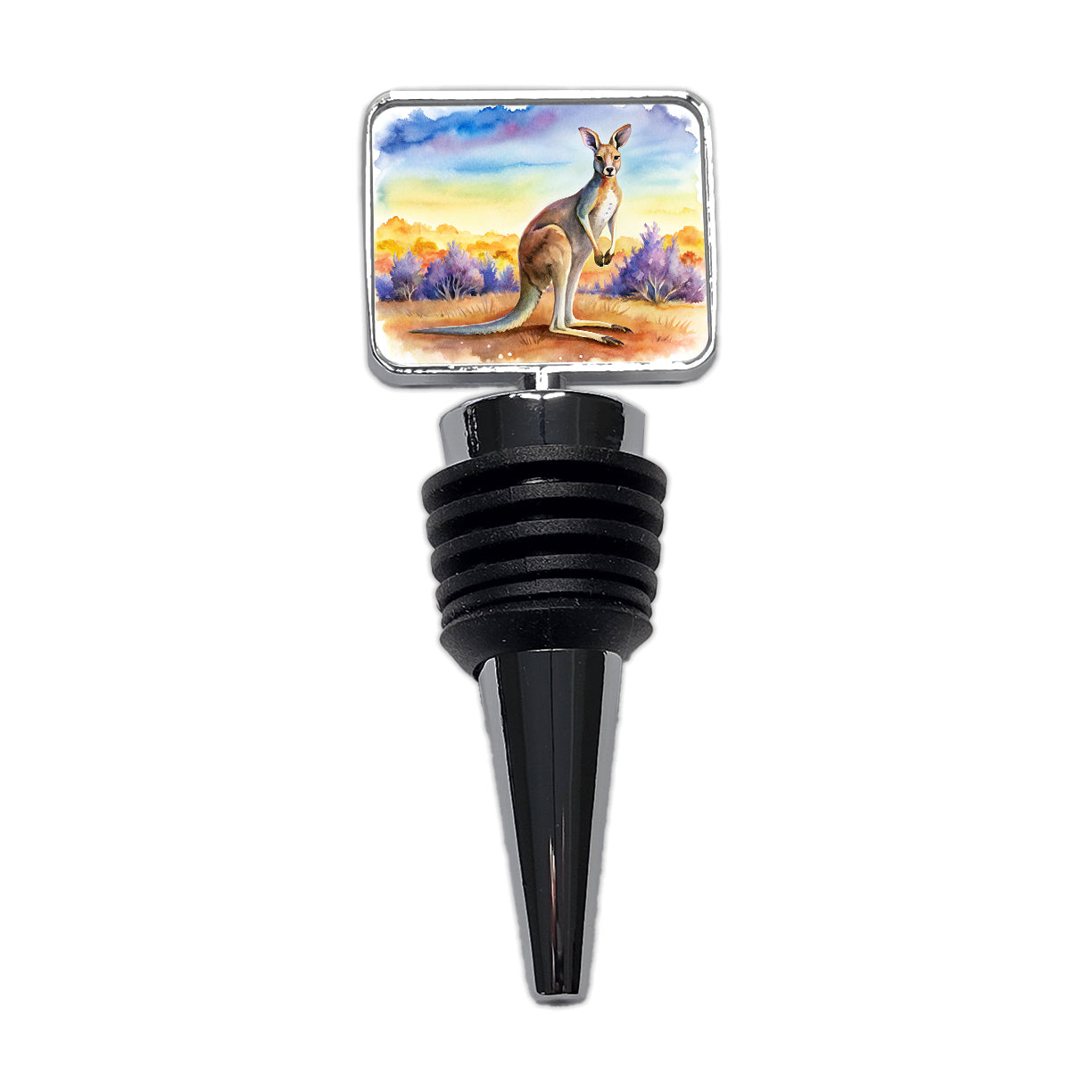 Kangaroo In The Fields Of Australia Watercolor Wine Bottle Stopper