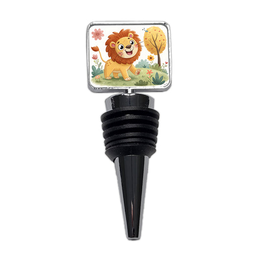 Lion Children's Illustration Style Wine Bottle Stopper