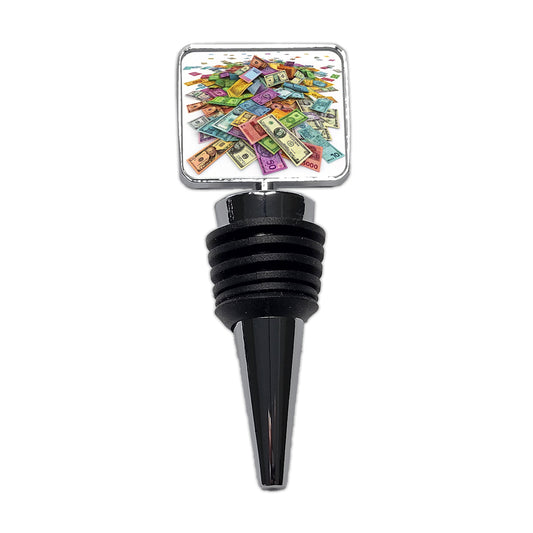 Lots of Colorful Money Monetary Bills Wine Bottle Stopper