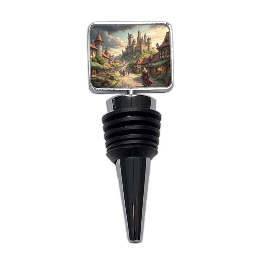 Medieval Kingdom Village with Castle Wine Bottle Stopper