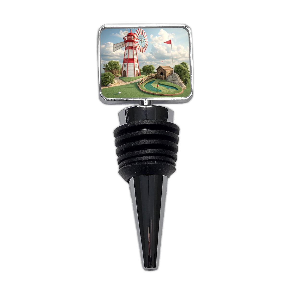 Miniature Golf Course Windmill Wine Bottle Stopper