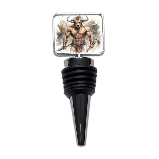 Minotaur Greek Mythology Watercolor Wine Bottle Stopper