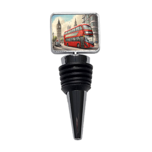 Modern Double Decker Bus In London England Wine Bottle Stopper
