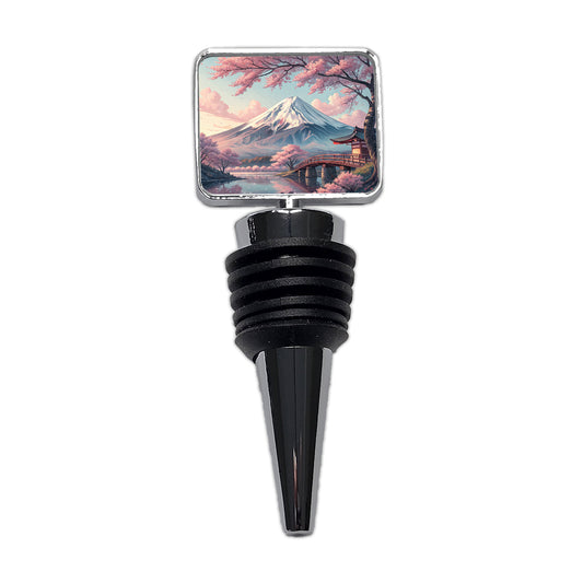Mount Fuji During Cherry Blossom Season Japan Wine Bottle Stopper