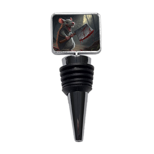 Mouse Holding A Bloody Meat Cleaver Halloween Scary Wine Bottle Stopper