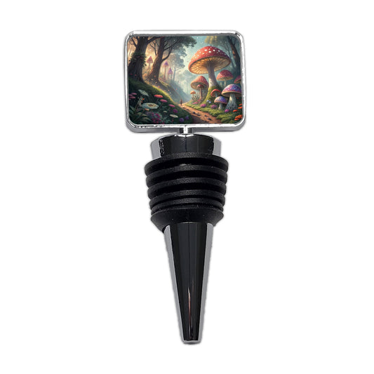 Mushroom Forest Anime Style Fantasy Wine Bottle Stopper