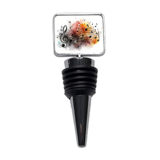 Music Musical Notes Treble Clef Watercolor Wine Bottle Stopper