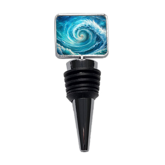Ocean Spiral Whirlpool Watercolor Wine Bottle Stopper