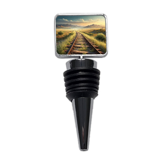 Old Train Tracks Vanishing Into The Distance Wine Bottle Stopper