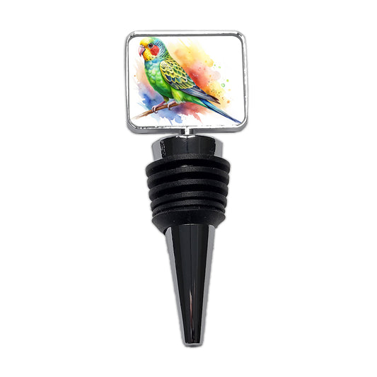 Parakeet Watercolor Wine Bottle Stopper