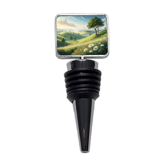 Pastoral Pretty Hillside Landscape Wine Bottle Stopper