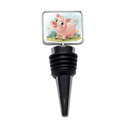 Pig Children's Illustration Style Wine Bottle Stopper
