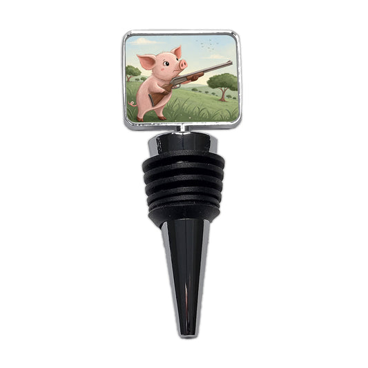 Pink Pig With A Shotgun Wine Bottle Stopper