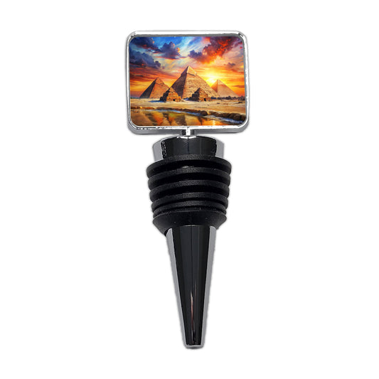 Pyramids Of Giza Egypt At Sunset Watercolor Wine Bottle Stopper