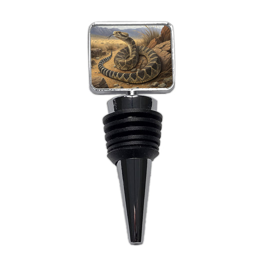Rattlesnake Reptile on the Prairie Desert Wine Bottle Stopper