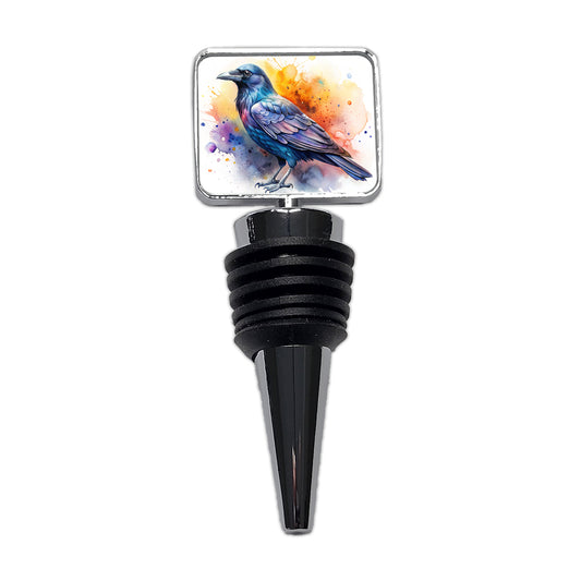 Raven Colorful Watercolor Wine Bottle Stopper