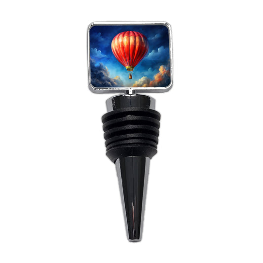 Red Hot Air Balloon in the Blue Sky Wine Bottle Stopper