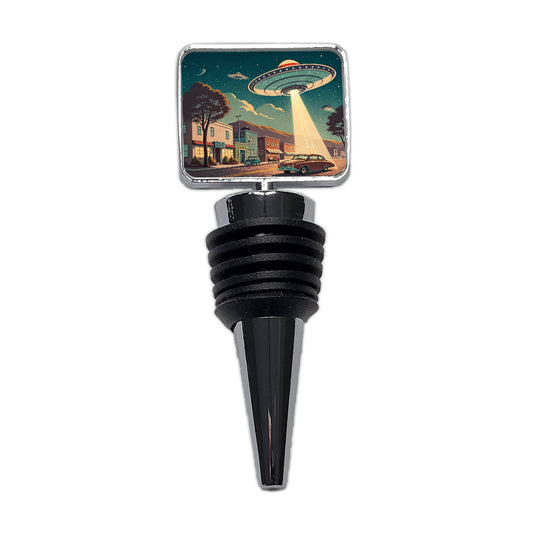 Retro Sci-fi 50's Poster Art Flying Saucer Wine Bottle Stopper