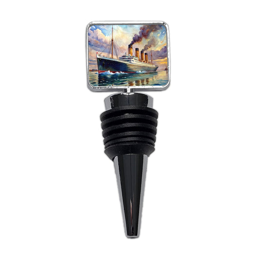 RMS Titanic Ocean Liner Cruise Ship Underway Watercolor Wine Bottle Stopper