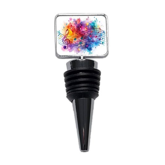 Rock And Roll Music Notes Watercolor Wine Bottle Stopper