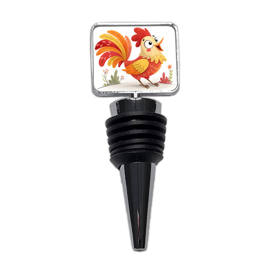 Rooster Children's Illustration Style Wine Bottle Stopper