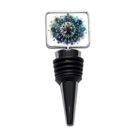 Scary Virus Black Watercolor Wine Bottle Stopper
