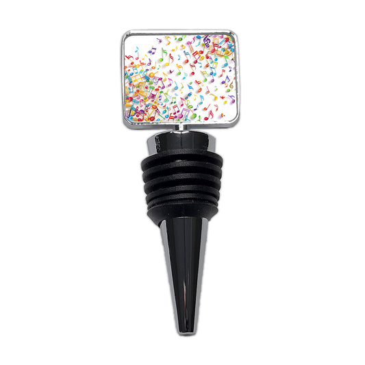 Scattered Colorful Rainbow Music Musical Notes Wine Bottle Stopper