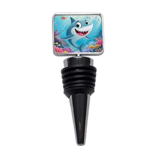 Shark Children's Illustration Style Wine Bottle Stopper