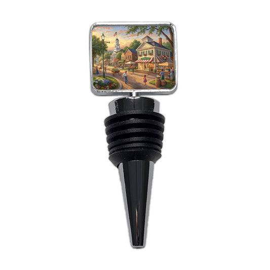 Small Town Americana Scene Wine Bottle Stopper
