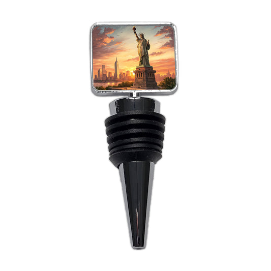 Statue Of Liberty During Sunset New York City Wine Bottle Stopper