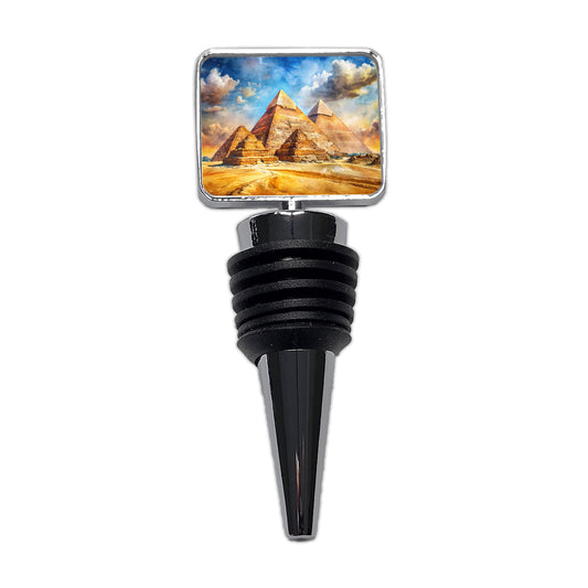 The Great Pyramids Of Giza Watercolor Wine Bottle Stopper