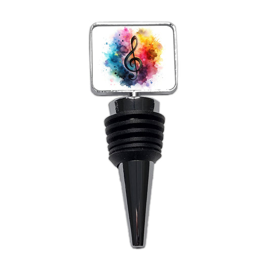 Treble Clef Music Musical Note Colorful Watercolor Wine Bottle Stopper
