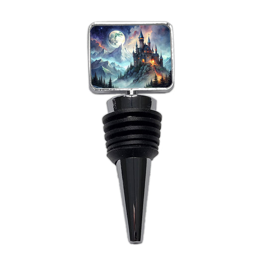Vampire Castle On Mountain Top Under A Full Moon Wine Bottle Stopper