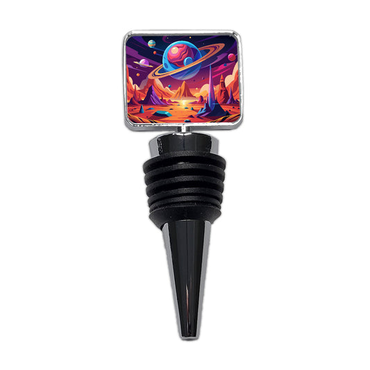 Vibrant Colored Sci-fi Hostile Alien Planet Wine Bottle Stopper
