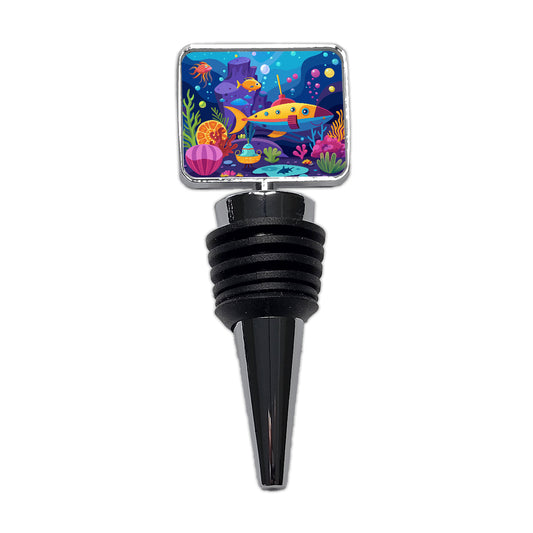 Vibrant Colored Undersea Underwater Ocean Fantasy World Wine Bottle Stopper