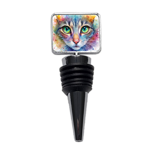 Watercolor Tabby Cat Wine Bottle Stopper