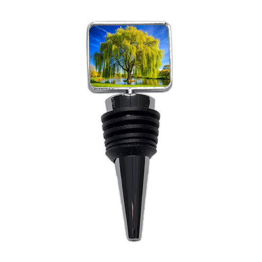 Weeping Willow Tree in Pond Wine Bottle Stopper