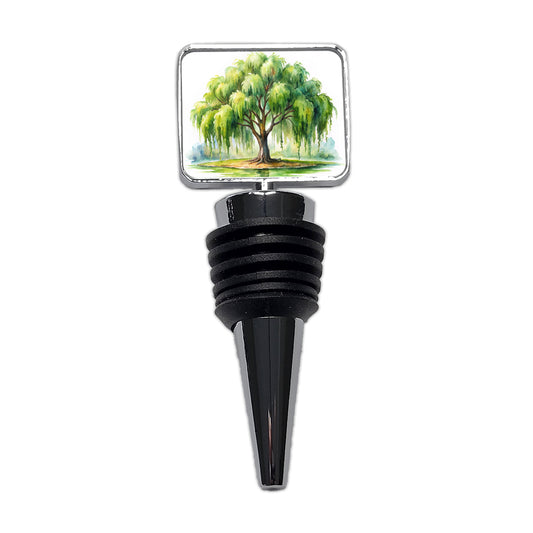 Weeping Willow Tree Watercolor Wine Bottle Stopper