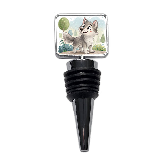 Wolf Children's Illustration Style Wine Bottle Stopper