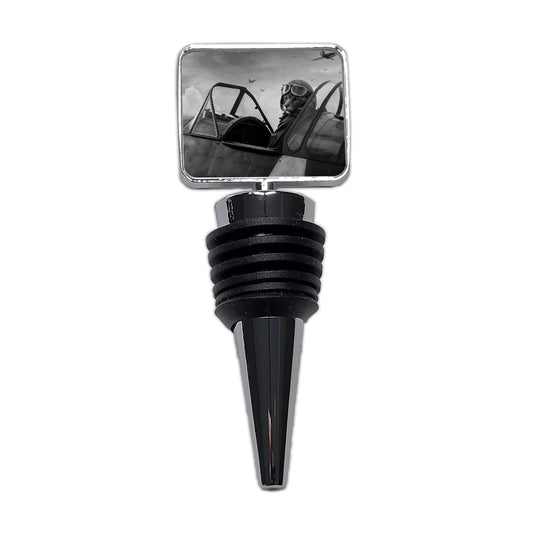 WWII Cat Fighter Plane Pilot Ace Retro Alternative Universe Wine Bottle Stopper