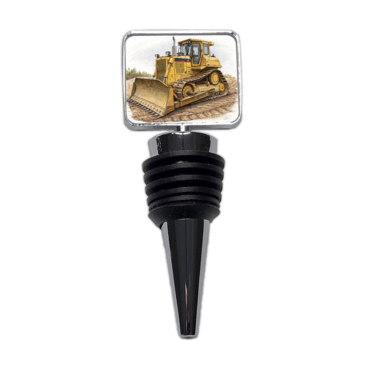 Yellow Bulldozer Construction Equipment Wine Bottle Stopper