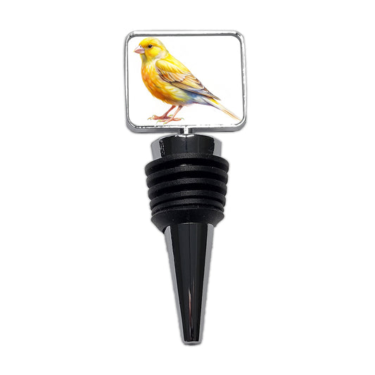 Yellow Canary Bird Watercolor Wine Bottle Stopper