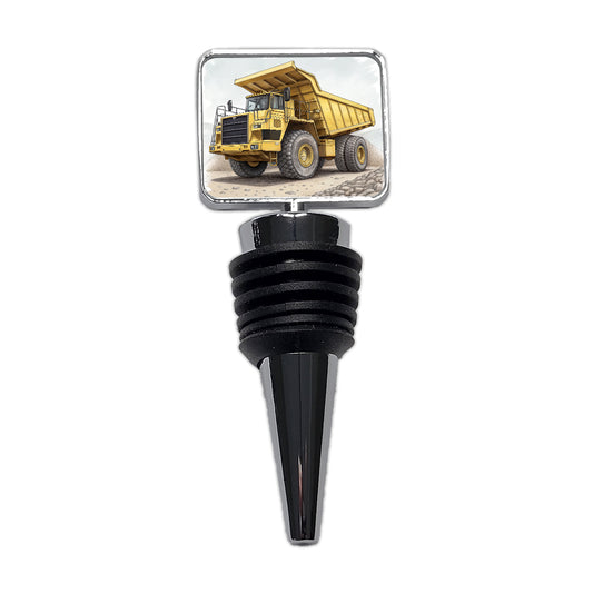 Yellow Dump Truck Construction Equipment Wine Bottle Stopper