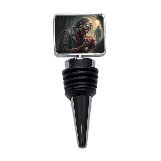 Zombie Eating Yummy Brains Funny Halloween Wine Bottle Stopper